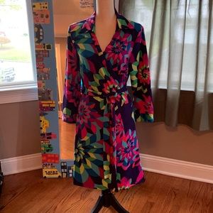 Julie Brown xl multi color wrap around belt dress